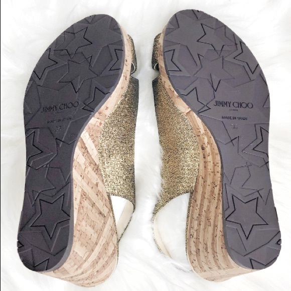 Jimmy Choo Amely 80 Wedge Metallic Sandals